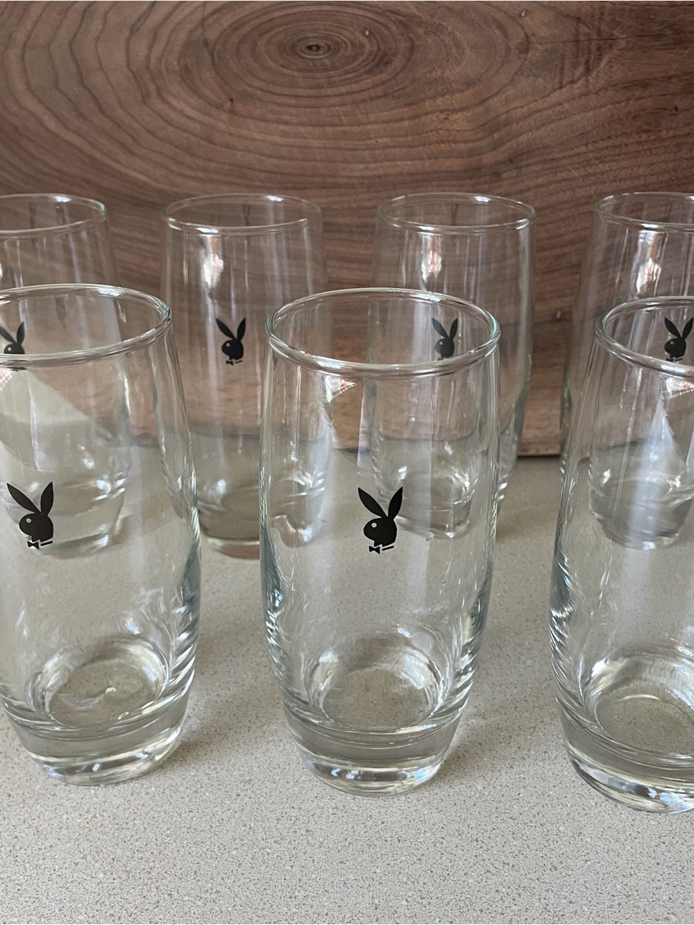 Vintage Playboy Branded Clear Glass Tumbler - Set of 7